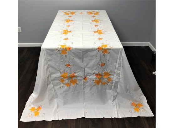 Gorgeous Hand Stitched/embroidered Tablecloth From Italy