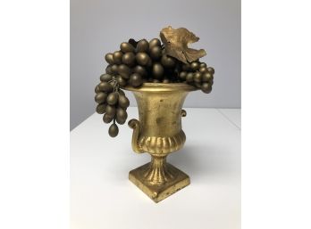 Gold Ceramic Urn Vase With Gold Grape Bunches