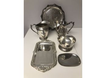 Bundle Of Assorted Silver Plate Serving Pieces By Poole Wm Rogers Etc