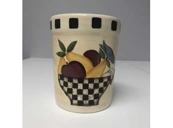 Pottery Painted Urn Crock Utensil Holder By Pure Art