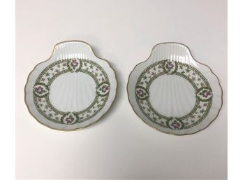Pair Of Limoges Shell Shaped Candy Trinket Dish Plate Malbec France