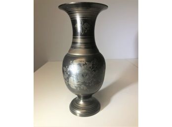 Unique Etched Metal Vase From Barcelona Spain