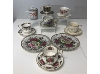 Bundle Of 7 Assorted Teacups And 2 Plates Bone China