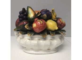 Decorative China Crackle Finish Bowl Of Fruit By Three Hands Corp