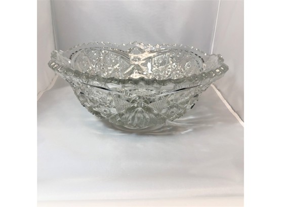 Large Ornate Pressed Glass Bowl