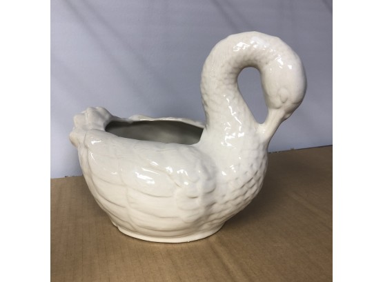 Lovely White Swan Planter By Anthropologie