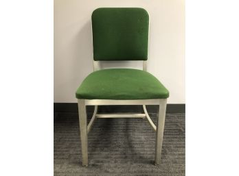 Art Deco Styled Aluminum Framed Desk/office Chair Green Upholstered Seat & Back