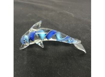 Beachcombers Blue Swirl Glass Dolphin Ocean Nautical Figurine