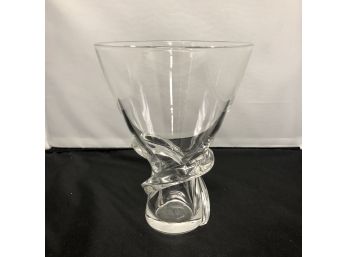 Steuben Art Clear Swirl Glass Vase Signed