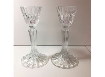 Pair Of Pressed Glass Candle Sticks