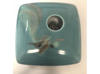 Turquoise Georgetown Pottery Flower Frog Vase