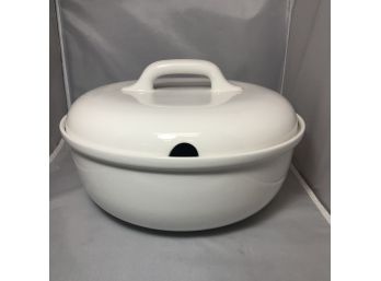 Large White Ceramic Soup Tureen With Cover By Over And Back Portugal