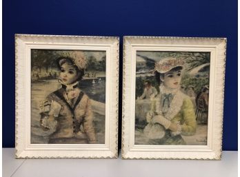 Pair Of 2 Vintage Framed Huldah Prints Victorian Women