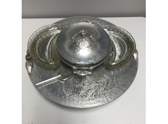 Vintage Trade Continental Mark Hand Wrought Hammered Lazy Susan