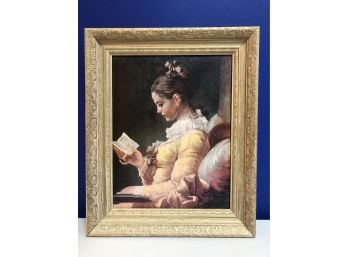 Framed Artwork Of A Young Girl Reading By Jean-Honor Fragonard