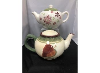 Pair Of Pretty Pottery Tea Pots - 1 Stangl, 1 N-D China