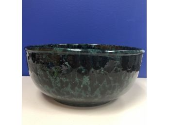 Over-Sized Bennington Pottery Bowl Black-On-Green