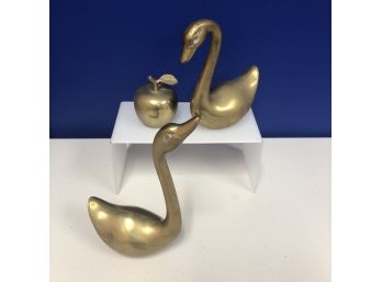 Trio Of Brass - Swans & An Apple Shaped Bell