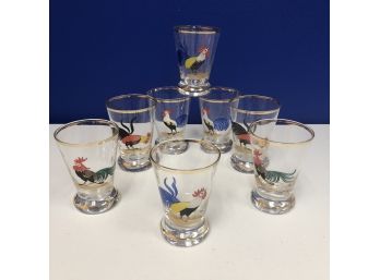 Beverage Set With Rooster Designs By West Virginia Glass Company