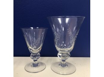Vintage Swedish Etched Water & Wine Glasses (total 22)