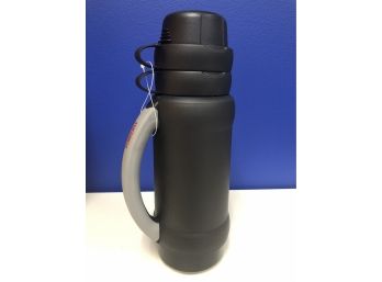 Large Black Thermos Insulated Drink Bottle With 2 Cups