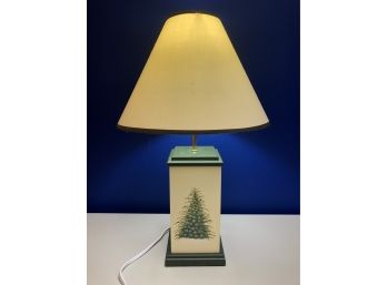 Wood Table Lamp Painted Christmas Tree