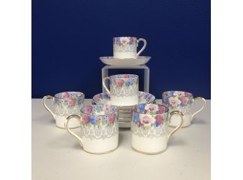 Lovely Bone China Demitasse Set For 6 - F15038 By Crown Staffordshire