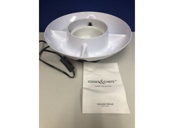 White Electric Chip & Dip Server By Cooks & Chefs