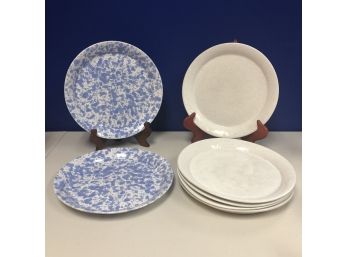 7 Bennington Pottery Plates - - 2 Patterns