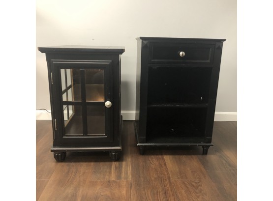 Pair Of Black Wood Side Occasional End Tables #2