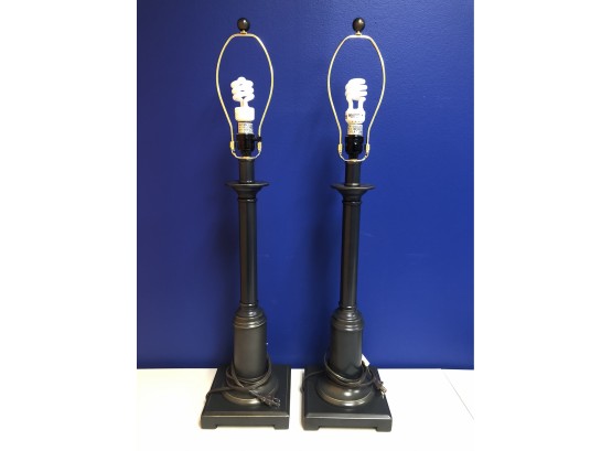Pair Of 2 Taller Contemporary Metal Table Lamps