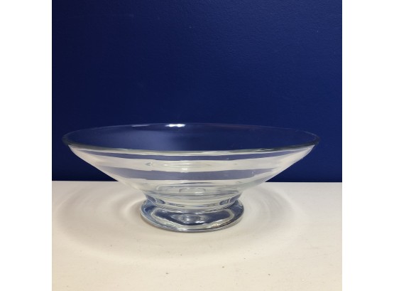 Large Glass Low Shallow Footed Fruit Centerpiece Serving Bowl
