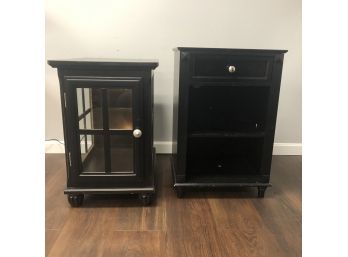 Pair Of Black Wood Side Occasional End Tables #2