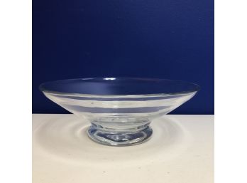 Large Glass Low Shallow Footed Fruit Centerpiece Serving Bowl