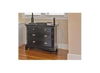 Black Wood Nightstand / Small 3 Drawer Dresser #2
