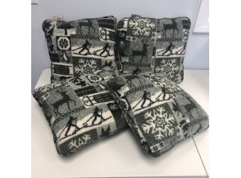 4 Cozy Fleece Winter Theme Toss Pillows