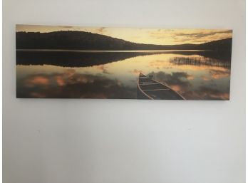 Wide/long Canvas Print Of Sunrise On Lake & Canoe