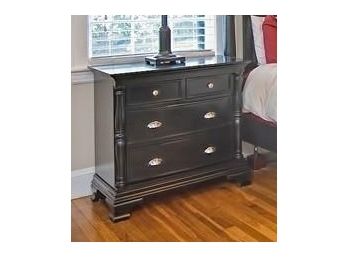 Black Wood Nightstand / Small 3 Drawer Dresser #1