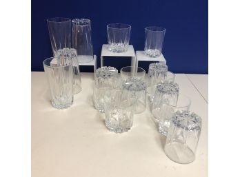 Set Of 16 Drinking Glasses W/Star Cut Bottoms