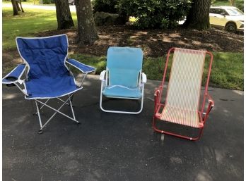 Trio Of Beach Camping Portable Folding Chairs