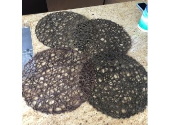 Set Of 4 Brown Woven Placemats