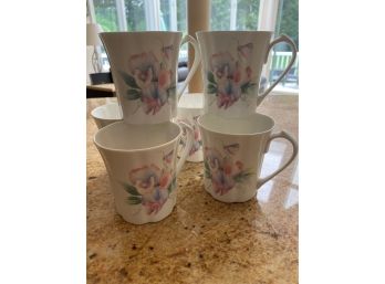 5 Coffee Tea Mugs By Aynsley 'Little Sweetheart' Pattern