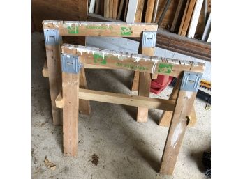 Pair Of 2 Wooden Saw Horses By Home Quarter Warehouse
