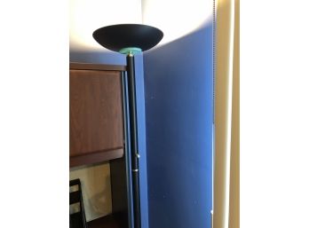 Tall Black Metal Torchiere Floor Lamp Turquoise Accent