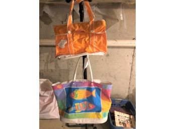 Pair Of 2 Bright Colorful Beach Bags