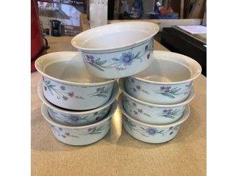 Set Of 7 Oneida Foral Soup Bowls 'Ava' Pattern