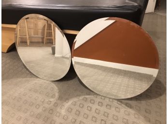 Pair Of 2 Large Round Wall Mirrors
