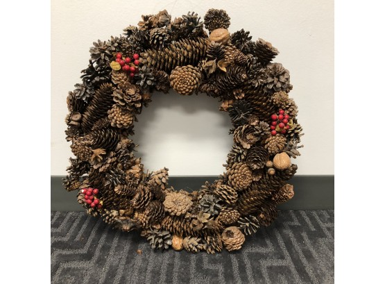 Pinecone And Holly Berry Wreath