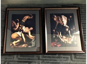 Pair Of Carravagio Prints:  The Conversion Of St. Paul -and- The Crucifixion Of St. Peter