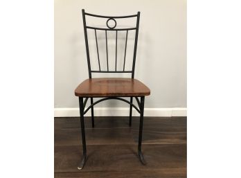 Single Dining Side Occasional Wood & Black Iron Chair By Coaster Furniture